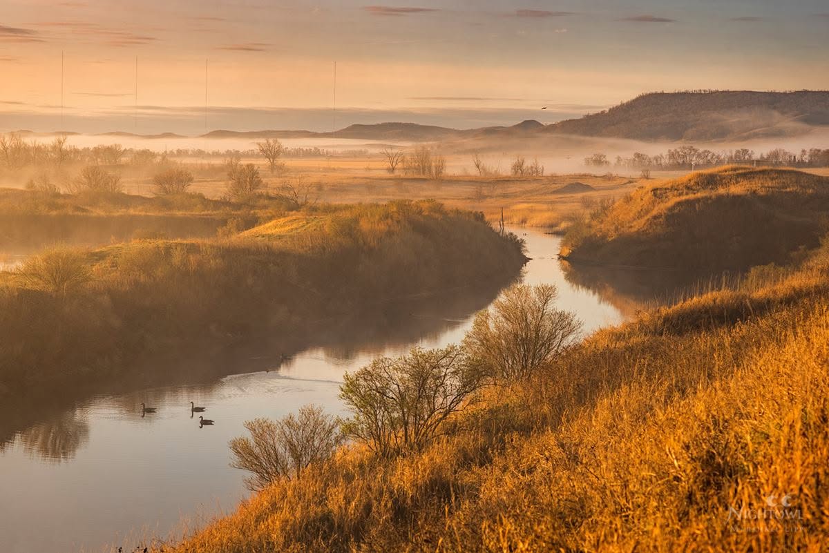 Autumn light on the winding river