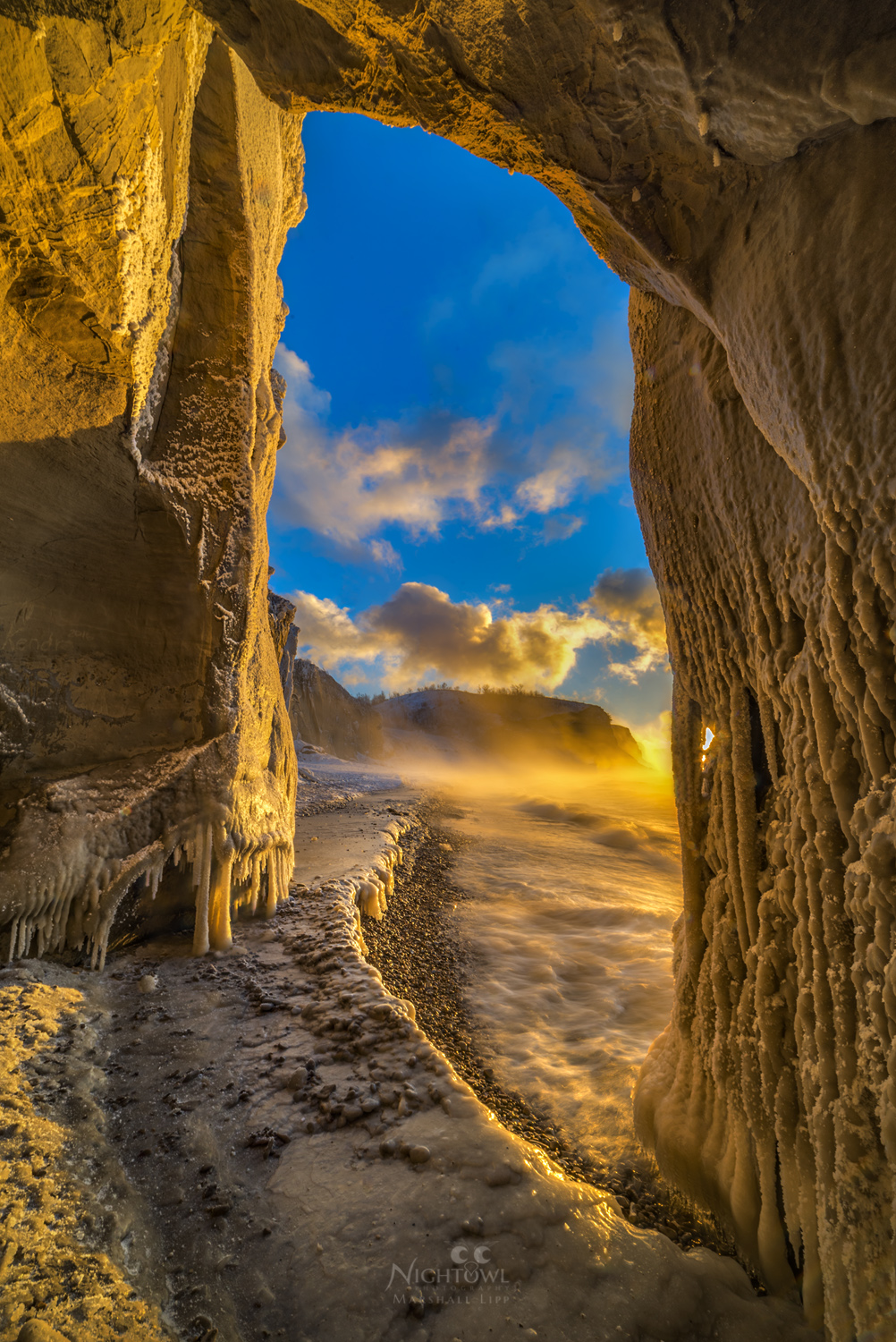 Looking through the sea stack