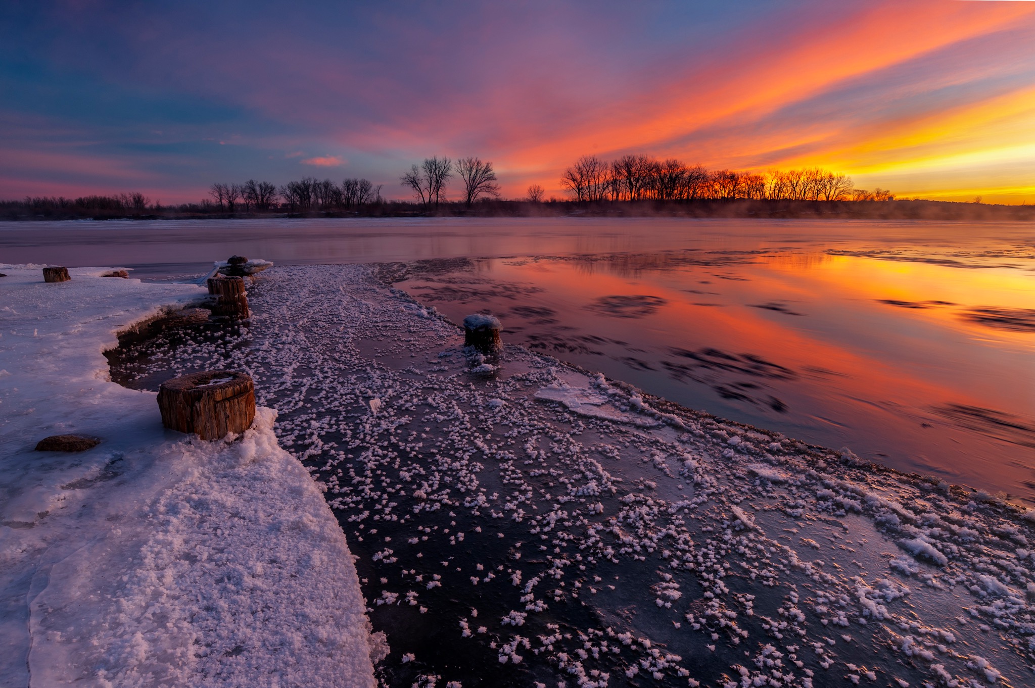 Ice at the edge of sunset