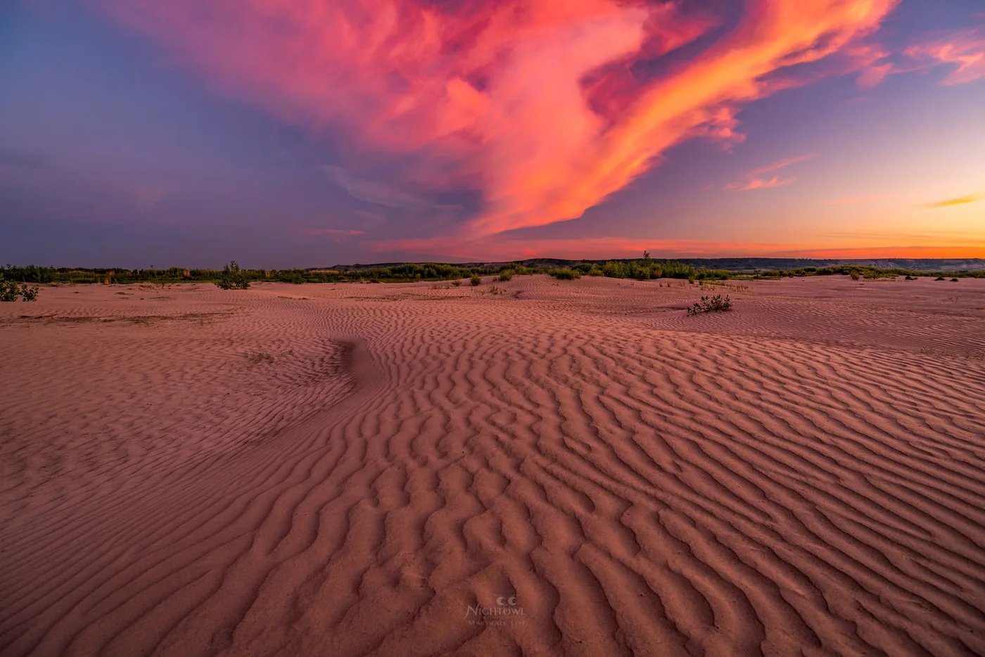 Pink sky over the dunes