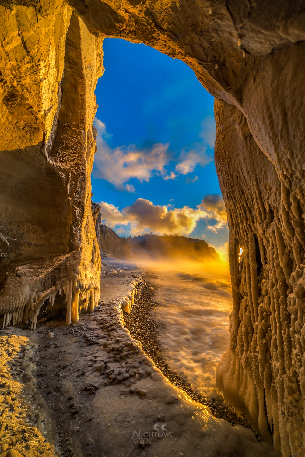Looking through the sea stack