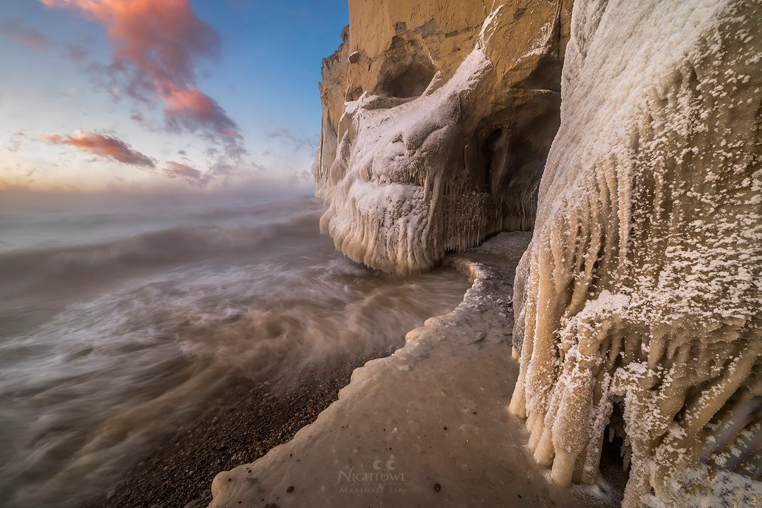 Ice along the shore