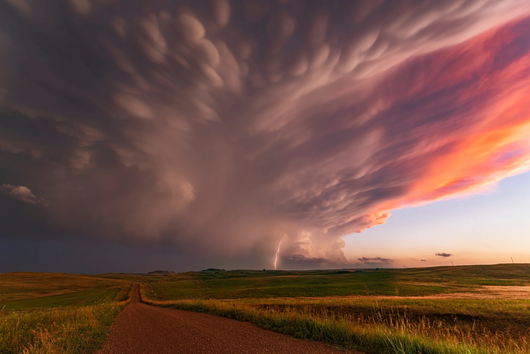 A storm passing over the prairie